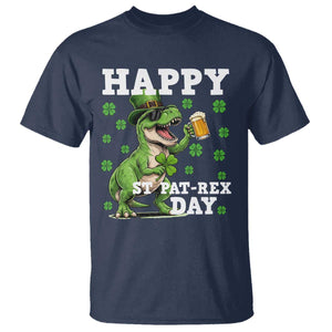 Happy St Pat Rex Day T Shirt Funny Dinosaur Drinking Beer TS12 Navy Print Your Wear