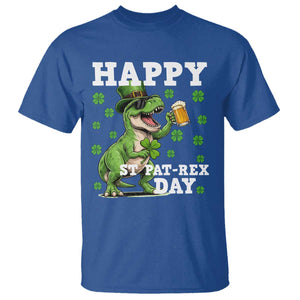 Happy St Pat Rex Day T Shirt Funny Dinosaur Drinking Beer TS12 Royal Blue Print Your Wear