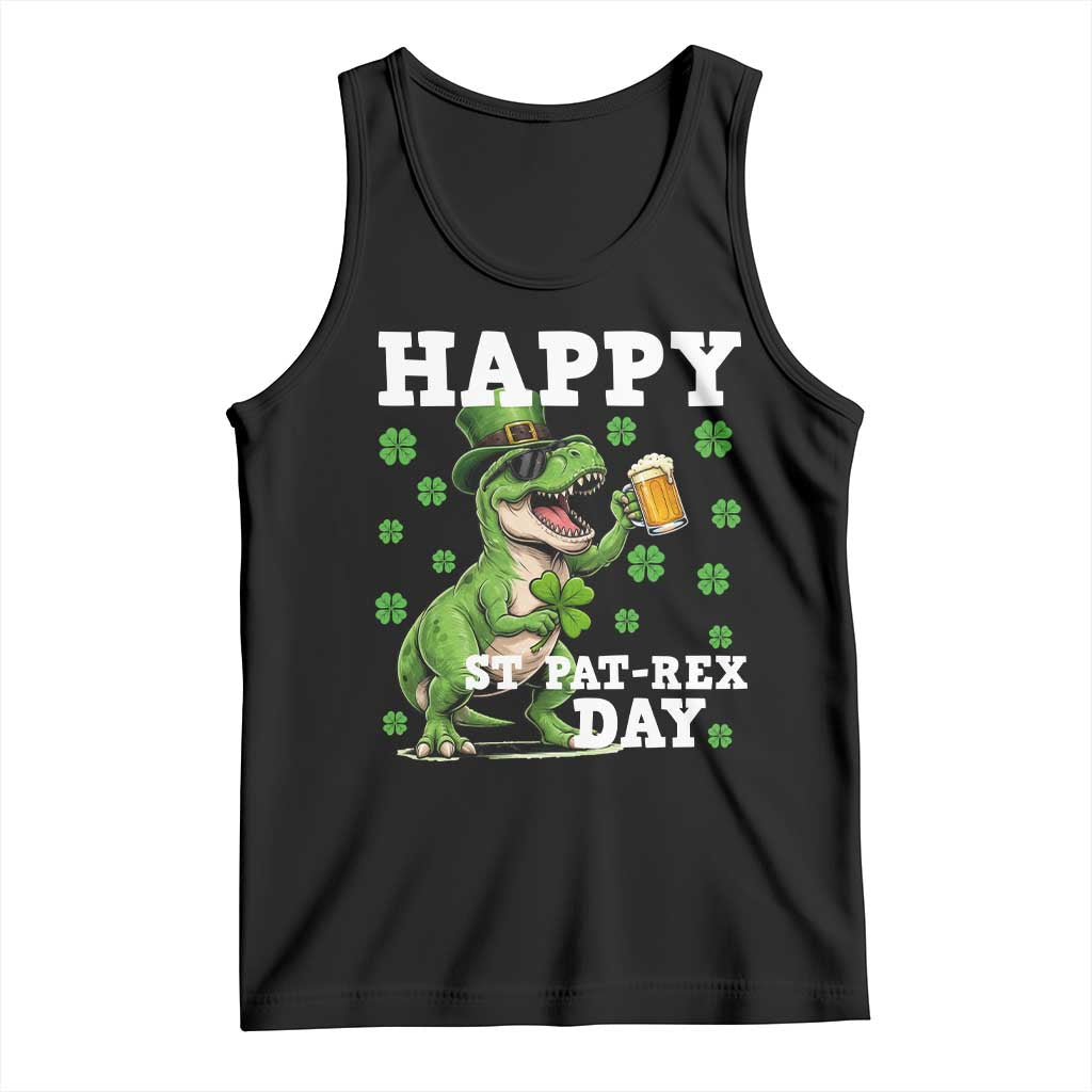 Happy St Pat Rex Day Tank Top Funny Dinosaur Drinking Beer TS12 Black Print Your Wear
