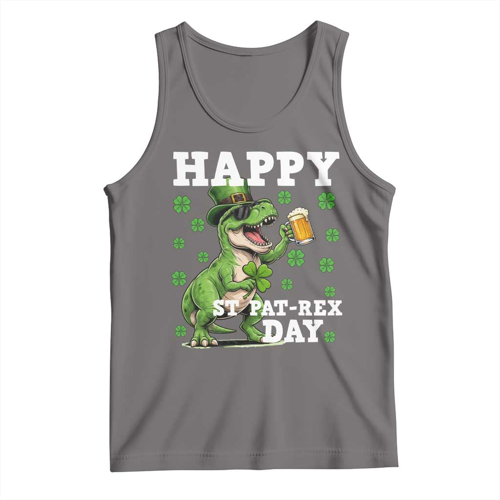 Happy St Pat Rex Day Tank Top Funny Dinosaur Drinking Beer TS12 Deep Heather Print Your Wear