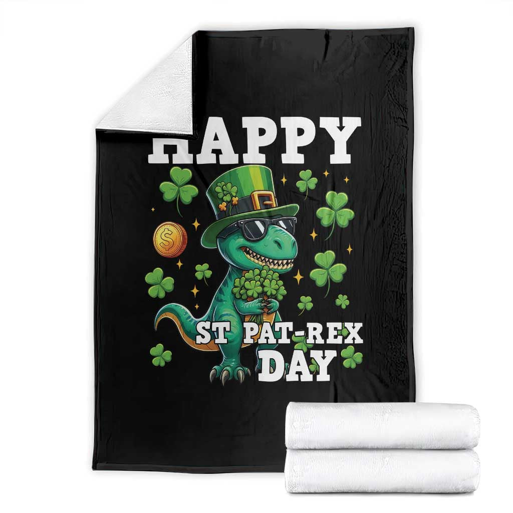 Happy St Pat Rex Day Throw Blanket St Patricks Day Dino Lover TS12 Black Print Your Wear