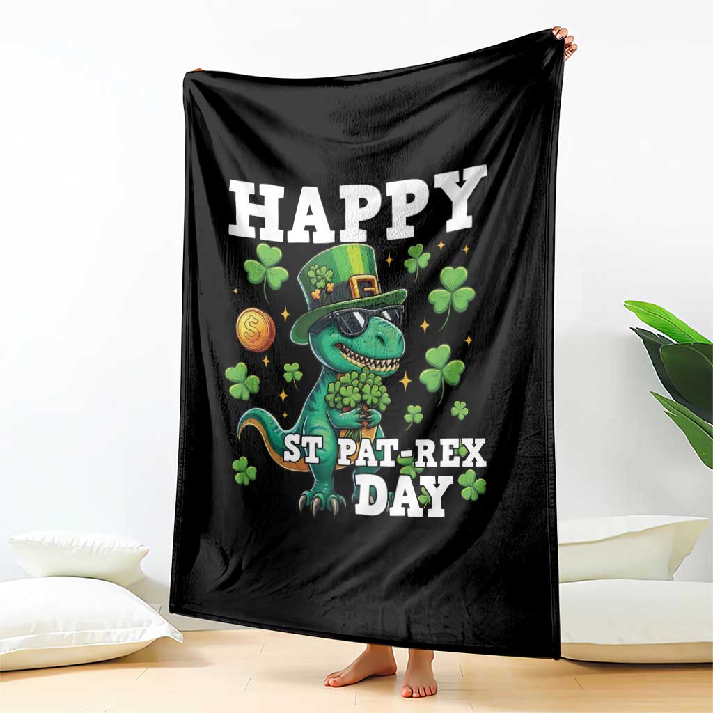 Happy St Pat Rex Day Throw Blanket St Patricks Day Dino Lover TS12 Print Your Wear