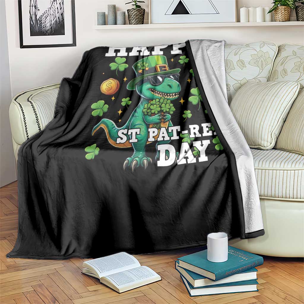 Happy St Pat Rex Day Throw Blanket St Patricks Day Dino Lover TS12 Print Your Wear
