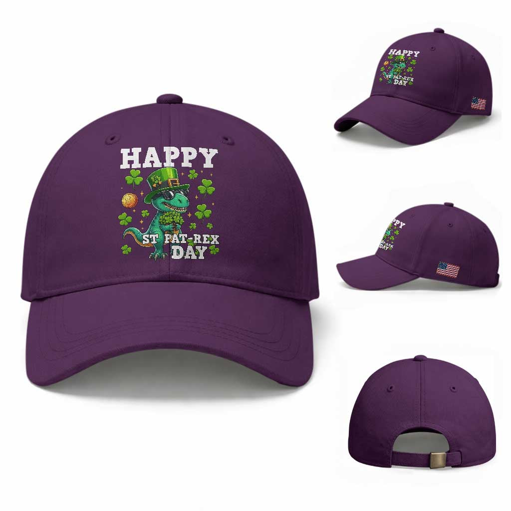 Happy St Pat Rex Day Baseball Cap St Patricks Day Dino Lover TS12 Baseball Cap Universal Fit Purple Print Your Wear