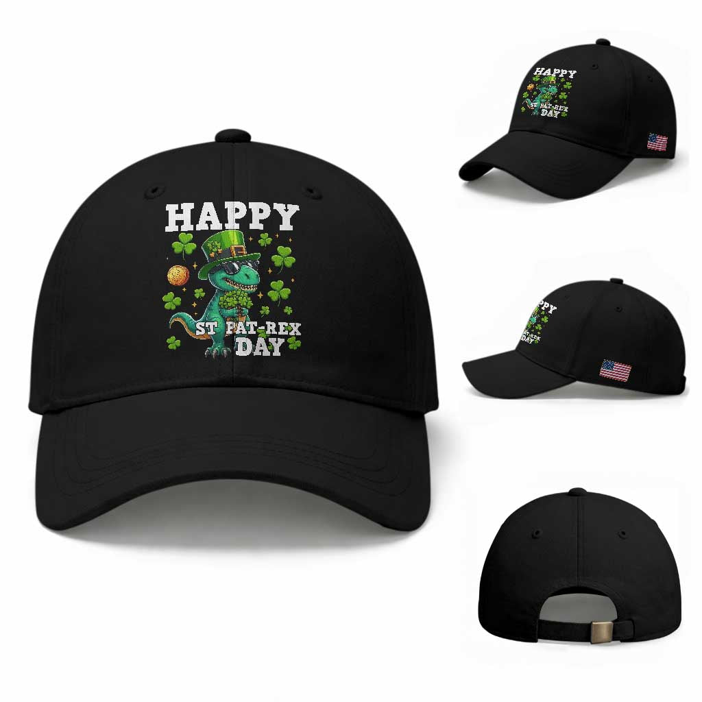 Happy St Pat Rex Day Baseball Cap St Patricks Day Dino Lover TS12 Baseball Cap Universal Fit Black Print Your Wear