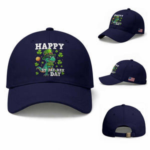 Happy St Pat Rex Day Baseball Cap St Patricks Day Dino Lover TS12 Baseball Cap Universal Fit Dark Blue Print Your Wear