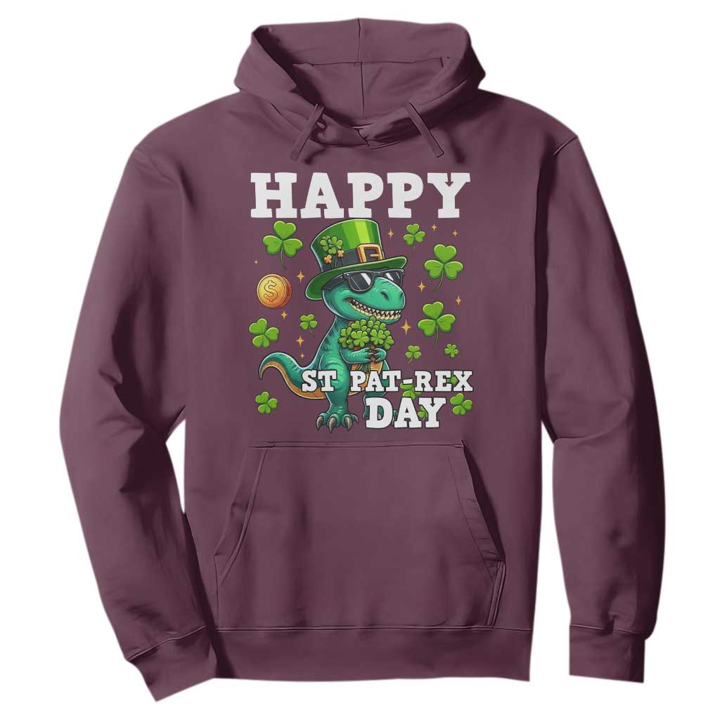 Happy St Pat Rex Day Hoodie St Patricks Day Dino Lover TS12 Maroon Print Your Wear