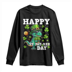 Happy St Pat Rex Day Long Sleeve Shirt St Patricks Day Dino Lover TS12 Black Print Your Wear