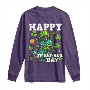 Happy St Pat Rex Day Long Sleeve Shirt St Patricks Day Dino Lover TS12 Purple Print Your Wear