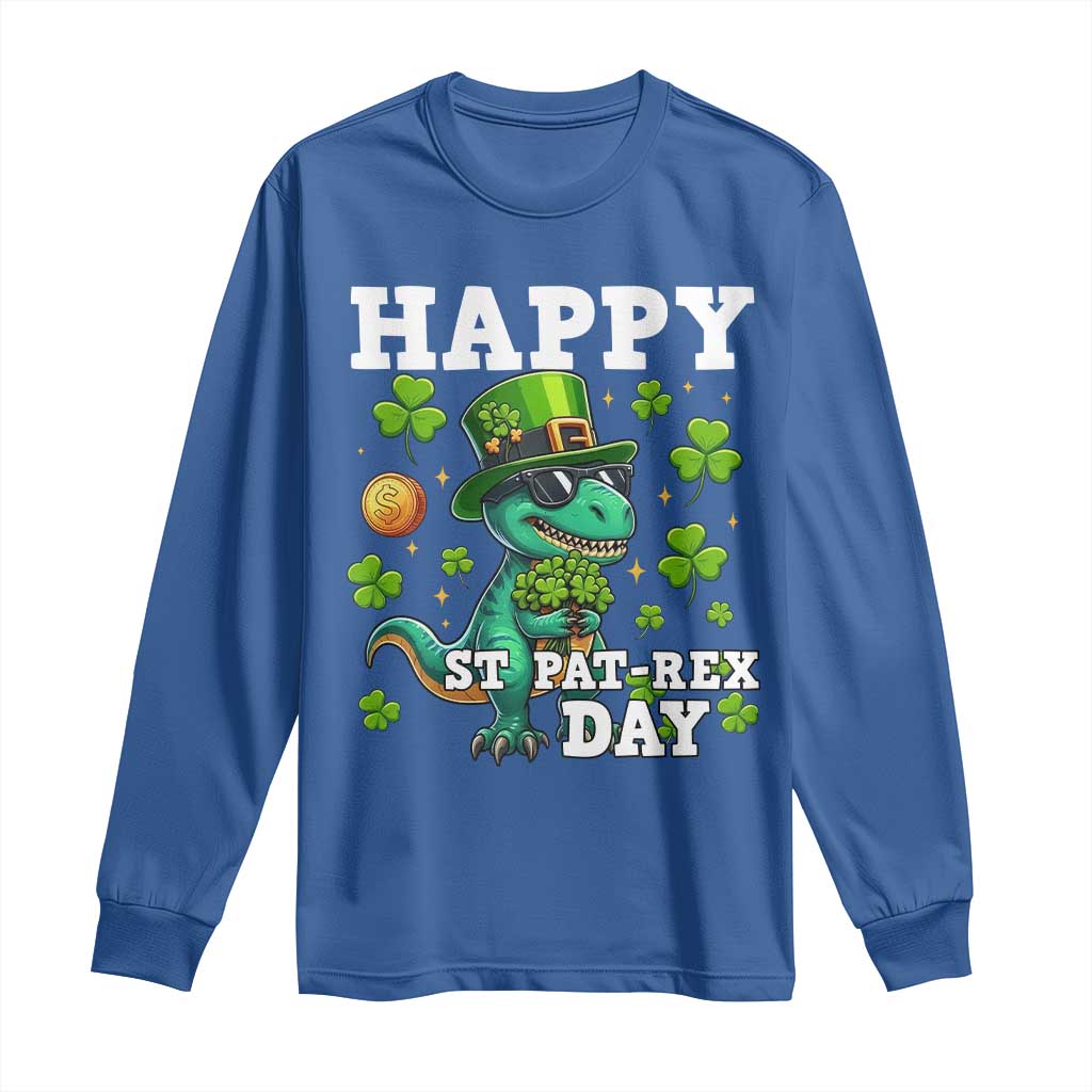 Happy St Pat Rex Day Long Sleeve Shirt St Patricks Day Dino Lover TS12 Royal Blue Print Your Wear