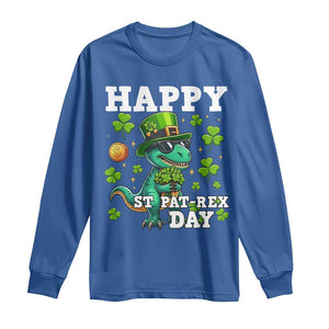 Happy St Pat Rex Day Long Sleeve Shirt St Patricks Day Dino Lover TS12 Royal Blue Print Your Wear