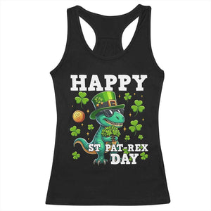 Happy St Pat Rex Day Racerback Tank Top St Patricks Day Dino Lover TS12 Black Print Your Wear