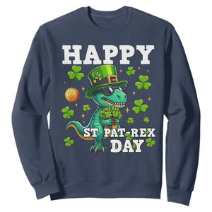 Happy St Pat Rex Day Sweatshirt St Patricks Day Dino Lover TS12 Navy Print Your Wear