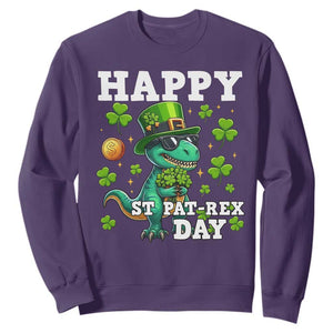 Happy St Pat Rex Day Sweatshirt St Patricks Day Dino Lover TS12 Purple Print Your Wear