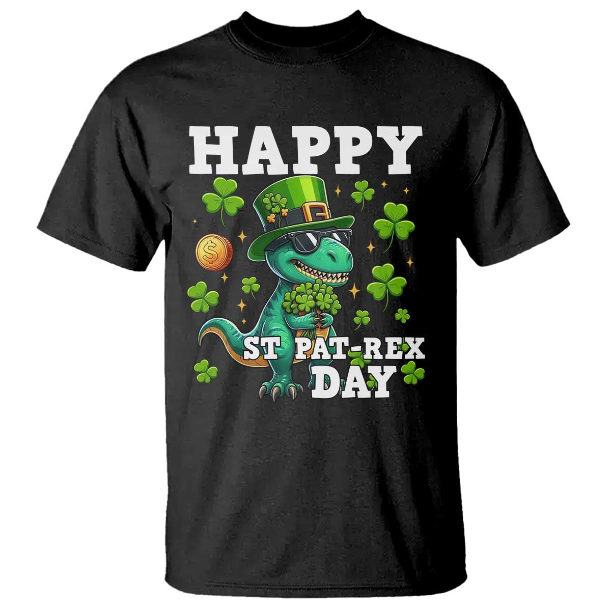 Happy St Pat Rex Day T Shirt St Patricks Day Dino Lover TS12 Black Print Your Wear