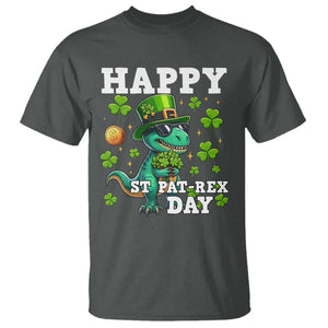 Happy St Pat Rex Day T Shirt St Patricks Day Dino Lover TS12 Dark Heather Print Your Wear