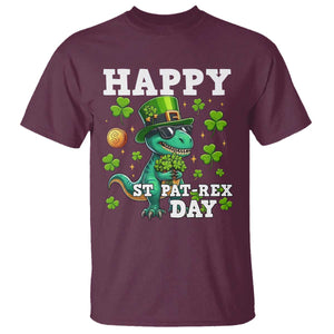 Happy St Pat Rex Day T Shirt St Patricks Day Dino Lover TS12 Maroon Print Your Wear