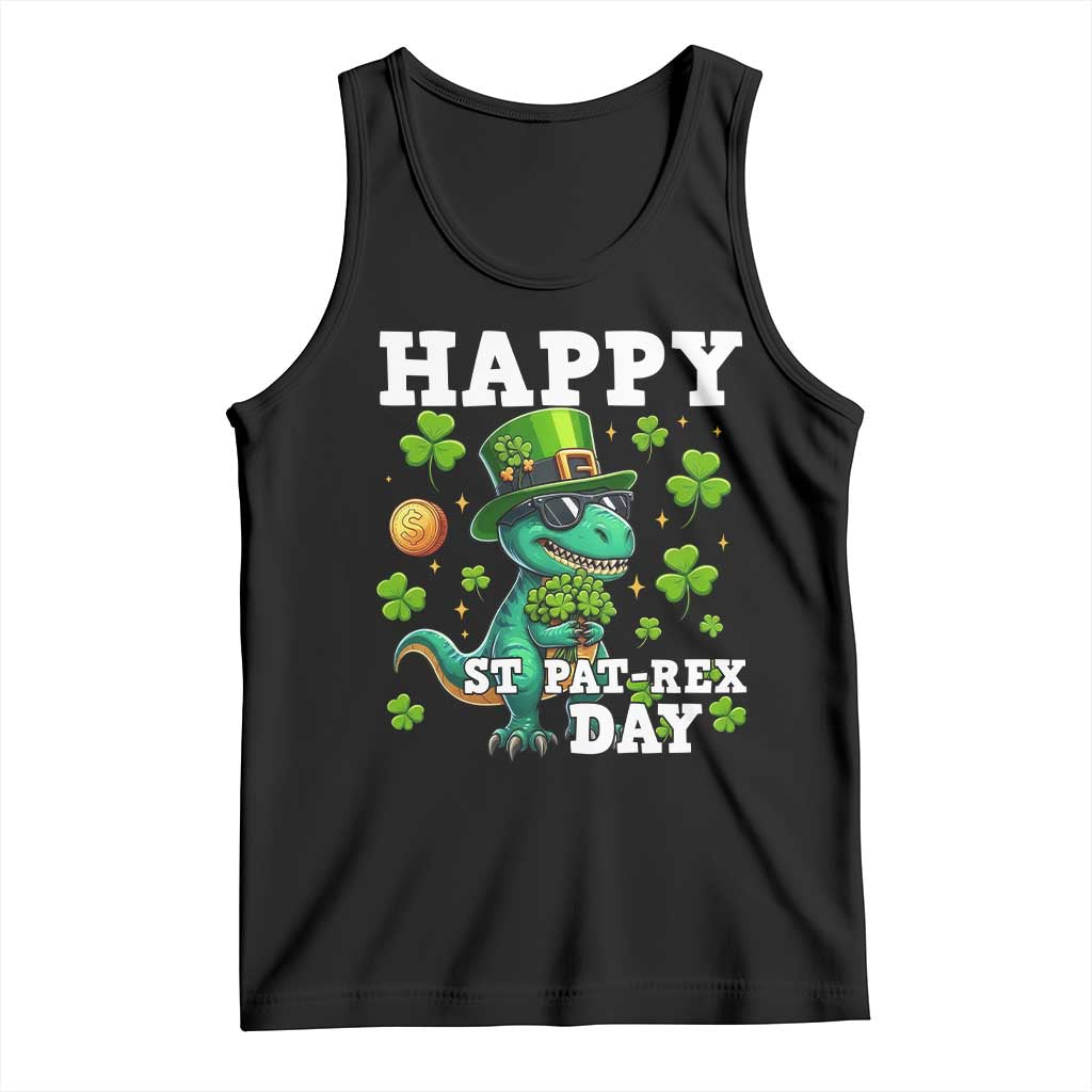 Happy St Pat Rex Day Tank Top St Patricks Day Dino Lover TS12 Black Print Your Wear