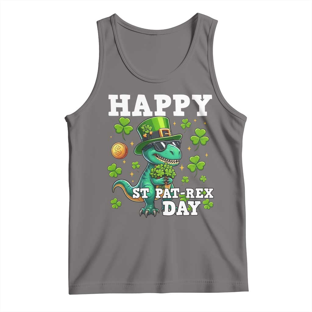 Happy St Pat Rex Day Tank Top St Patricks Day Dino Lover TS12 Deep Heather Print Your Wear