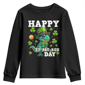 Happy St Pat Rex Day Youth Sweatshirt St Patricks Day Dino Lover TS12 Black Print Your Wear