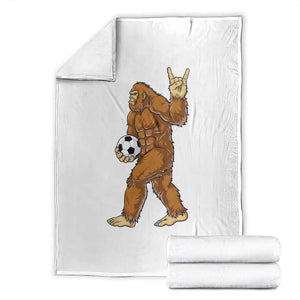 Funny Bigfoot Soccer Player Throw Blanket Folklore Cryptid Gift TS12 White Print Your Wear