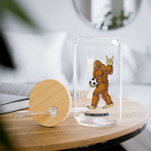 Funny Bigfoot Soccer Player Glass Can Folklore Cryptid Gift TS12 Print Your Wear