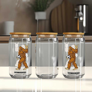 Funny Bigfoot Soccer Player Glass Can Folklore Cryptid Gift TS12 Print Your Wear
