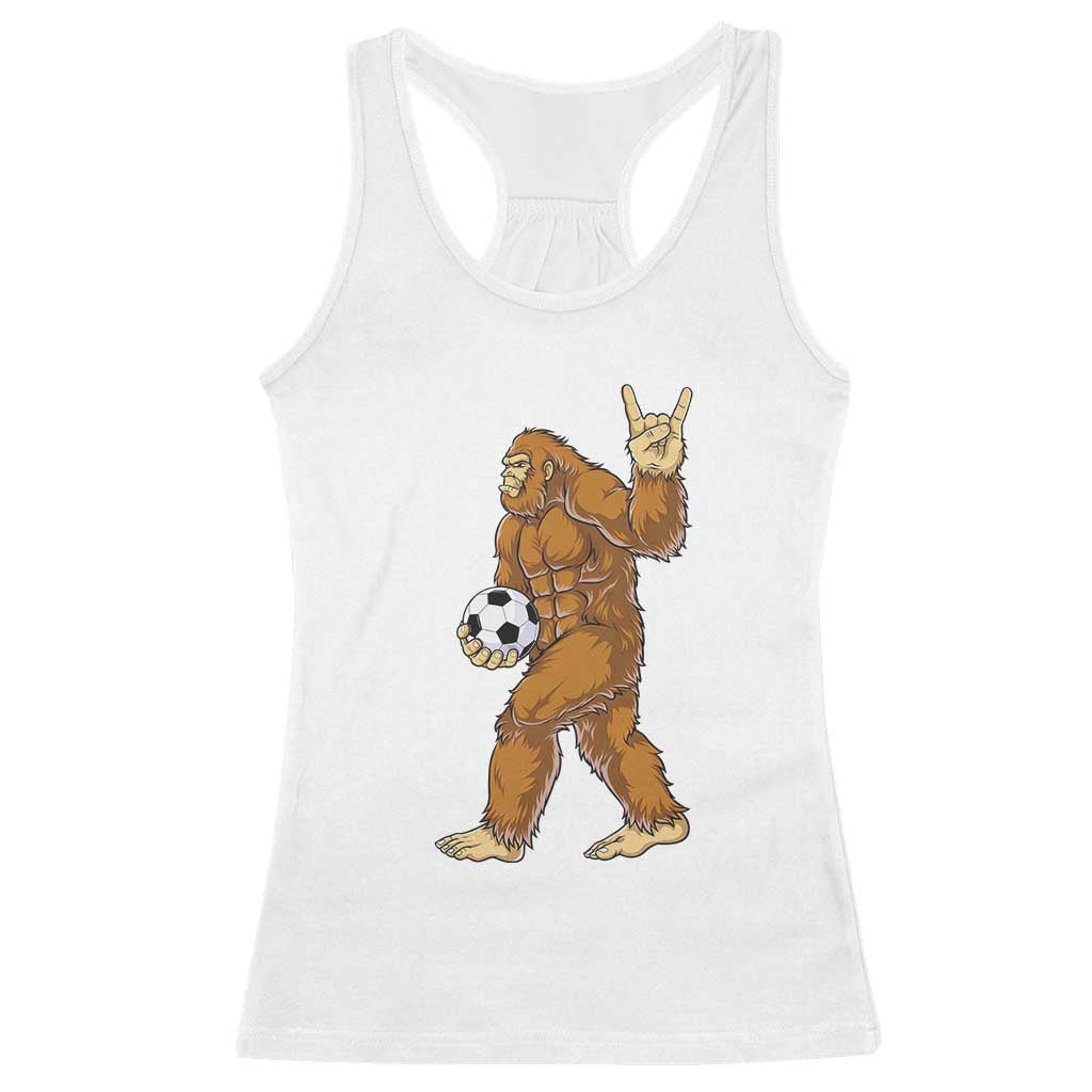 Funny Bigfoot Soccer Player Racerback Tank Top Folklore Cryptid Gift TS12 White Print Your Wear