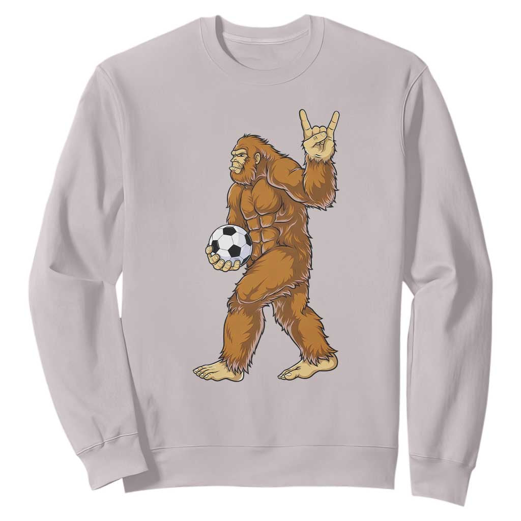 Funny Bigfoot Soccer Player Sweatshirt Folklore Cryptid Gift TS12 Ice Gray Print Your Wear