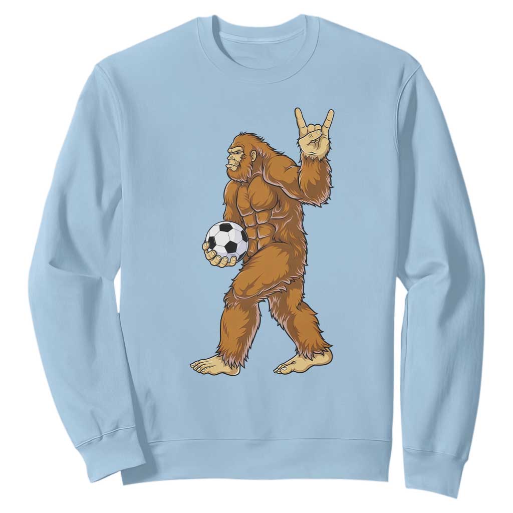 Funny Bigfoot Soccer Player Sweatshirt Folklore Cryptid Gift TS12 Light Blue Print Your Wear