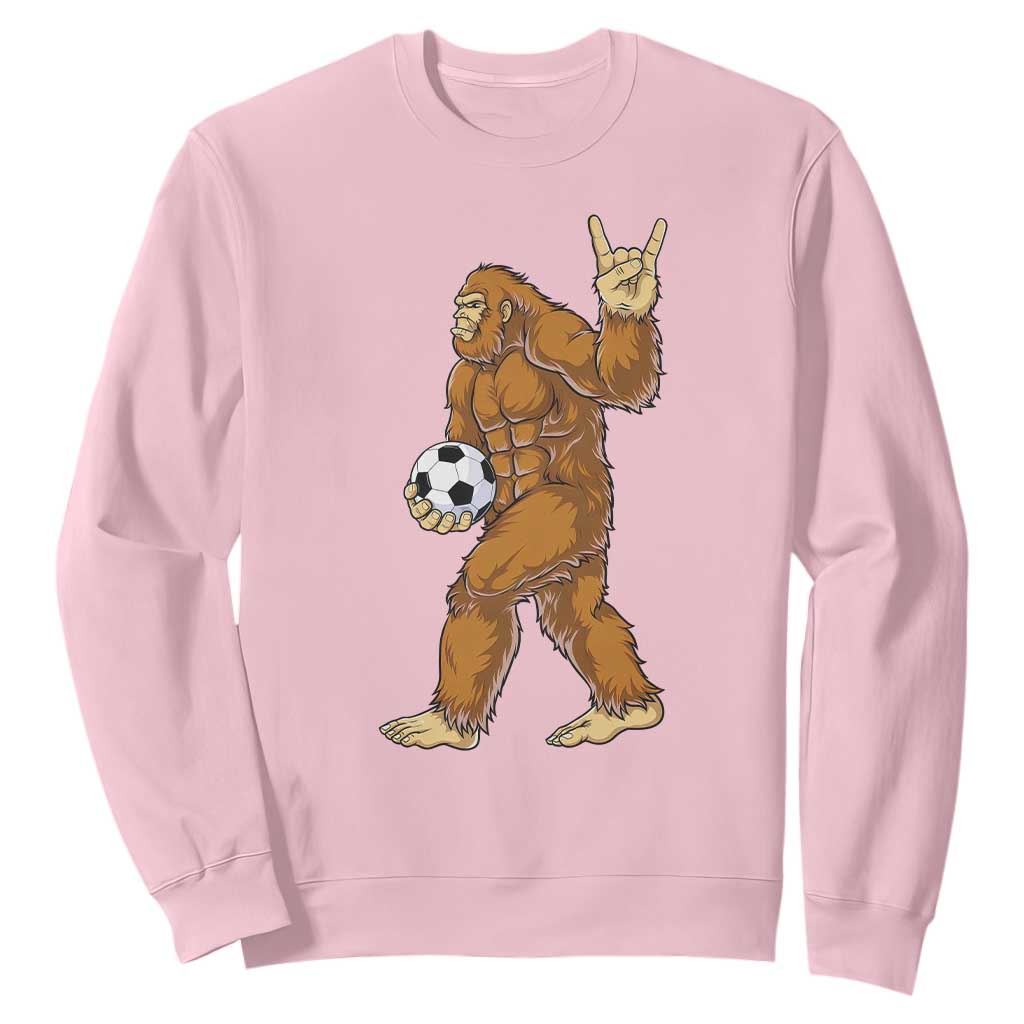 Funny Bigfoot Soccer Player Sweatshirt Folklore Cryptid Gift TS12 Light Pink Print Your Wear