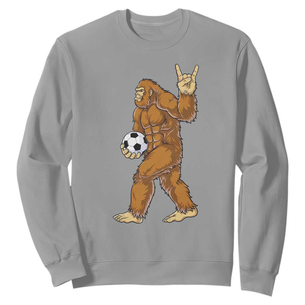Funny Bigfoot Soccer Player Sweatshirt Folklore Cryptid Gift TS12 Sport Gray Print Your Wear