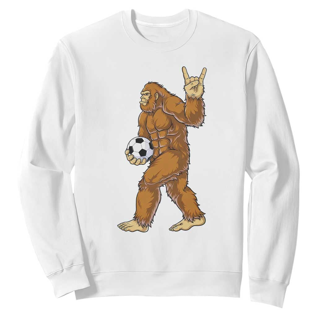 Funny Bigfoot Soccer Player Sweatshirt Folklore Cryptid Gift TS12 White Print Your Wear