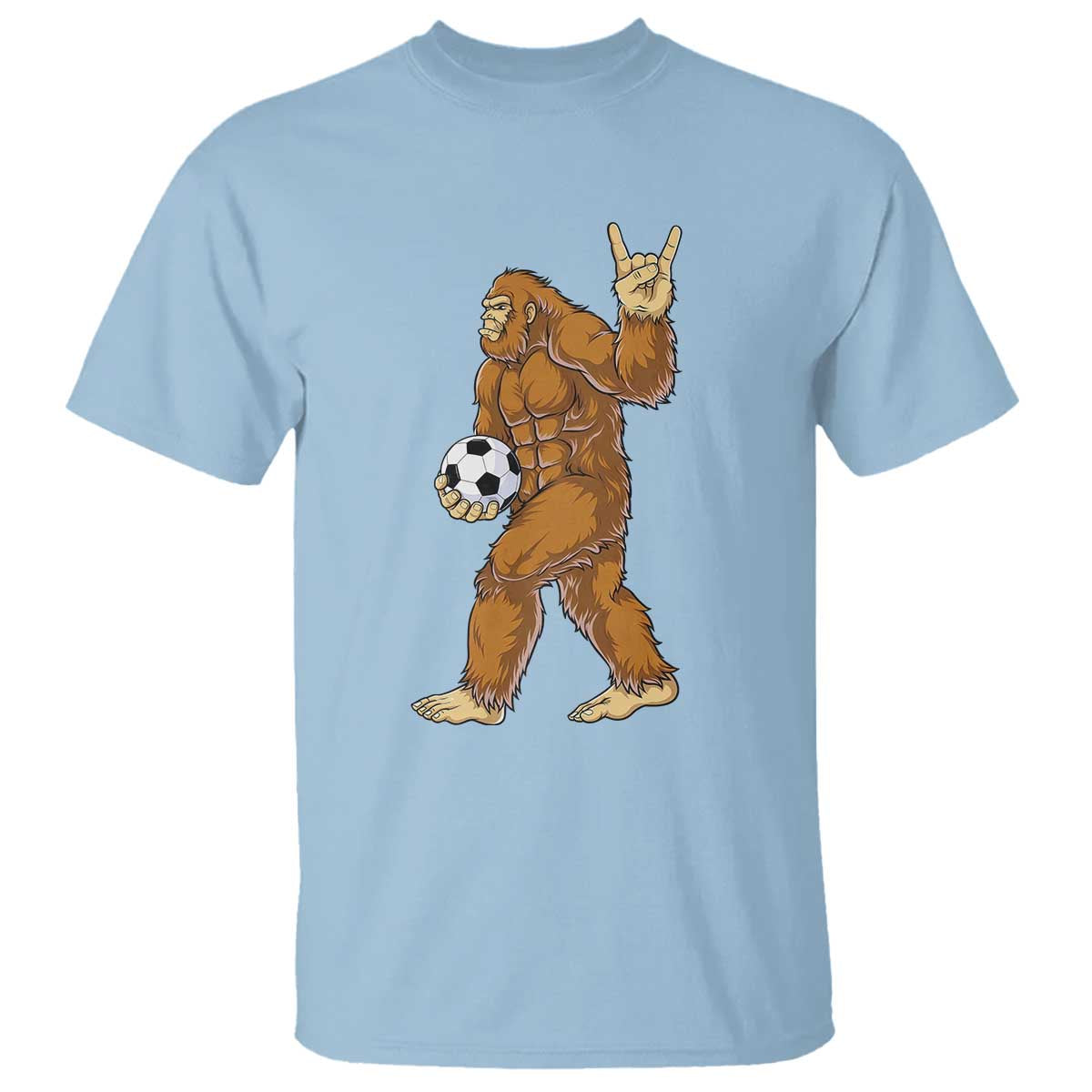 Funny Bigfoot Soccer Player T Shirt Folklore Cryptid Gift TS12 Light Blue Print Your Wear