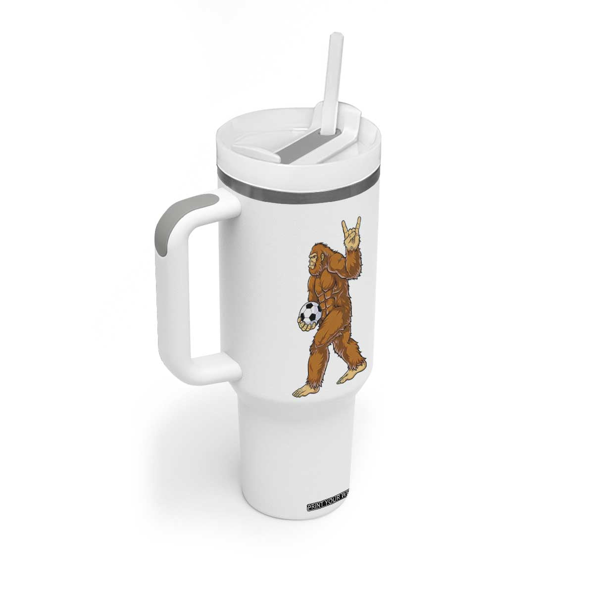 Funny Bigfoot Soccer Player Tumbler With Handle Folklore Cryptid Gift TS12 Print Your Wear