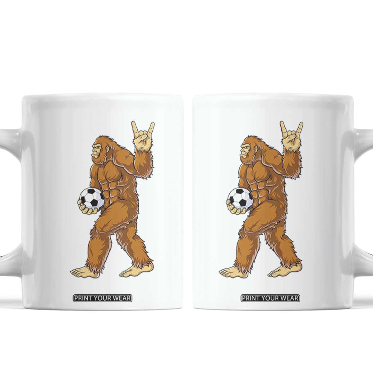 Funny Bigfoot Soccer Player Coffee Mug Folklore Cryptid Gift TS12 White Print Your Wear