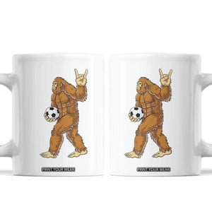 Funny Bigfoot Soccer Player Coffee Mug Folklore Cryptid Gift TS12 White Print Your Wear