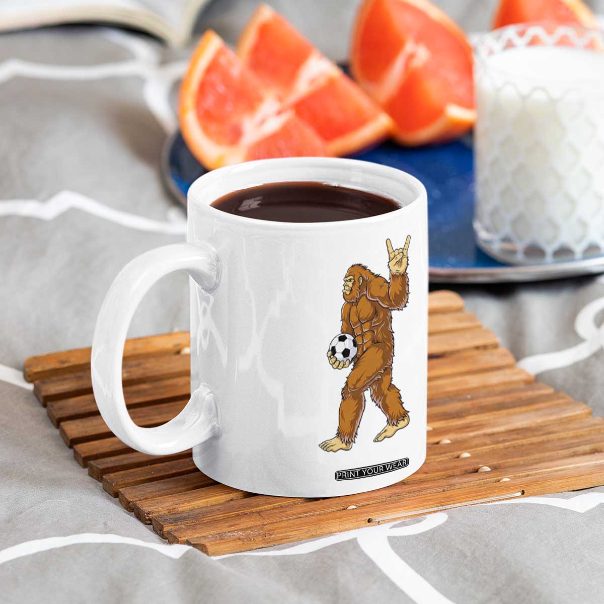 Funny Bigfoot Soccer Player Coffee Mug Folklore Cryptid Gift TS12 Print Your Wear