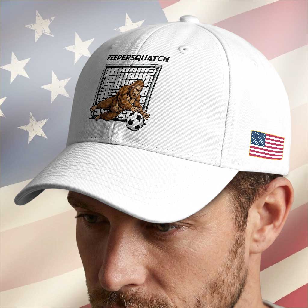 Funny Bigfoot Soccer Goalkeeper Baseball Cap Keepersquatch TS12 Print Your Wear