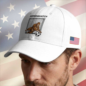 Funny Bigfoot Soccer Goalkeeper Baseball Cap Keepersquatch TS12 Print Your Wear