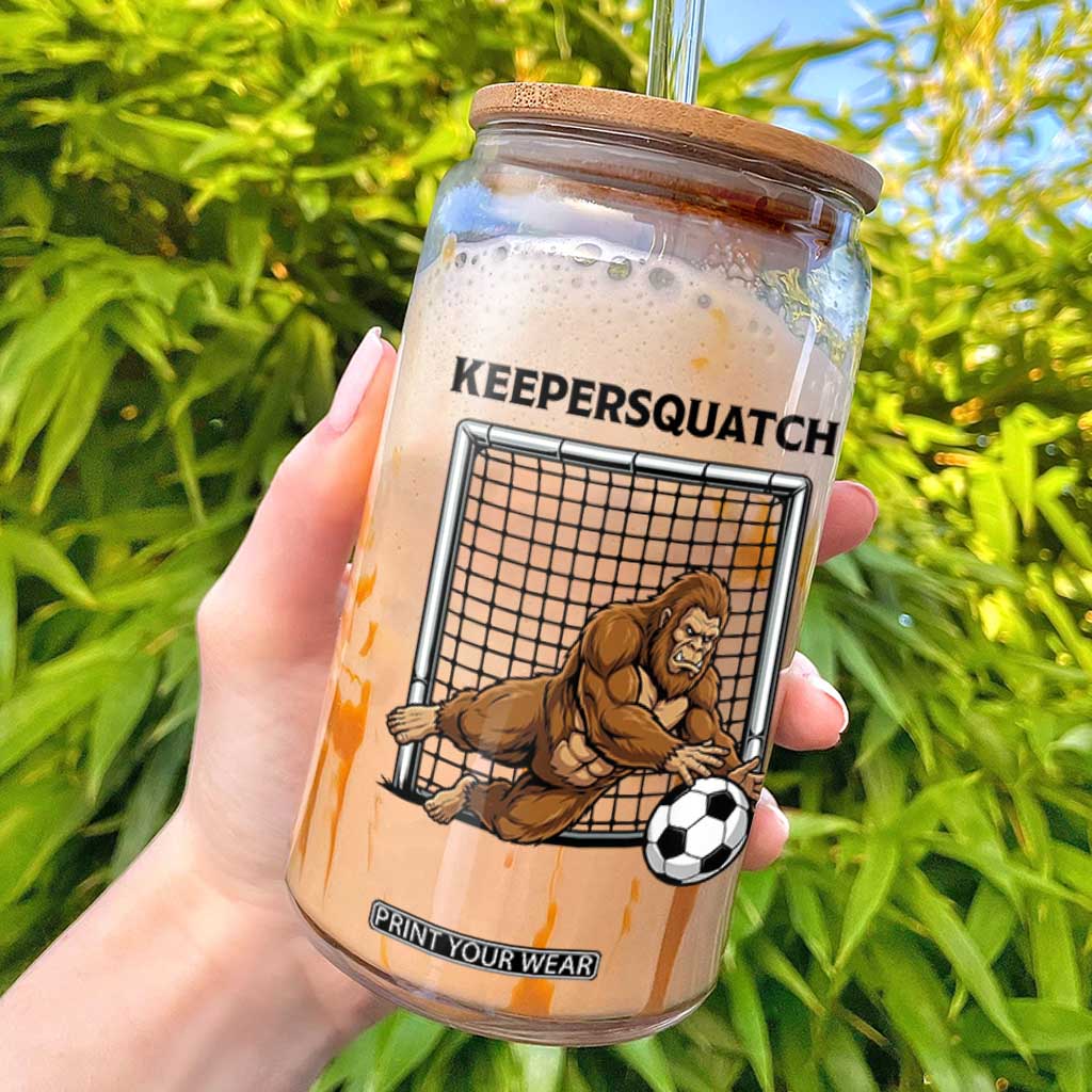 Funny Bigfoot Soccer Goalkeeper Glass Can Keepersquatch TS12 White Print Your Wear