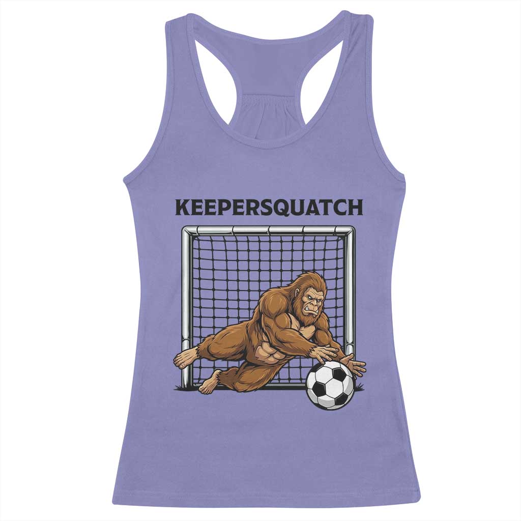 Funny Bigfoot Soccer Goalkeeper Racerback Tank Top Keepersquatch TS12 Violet Print Your Wear