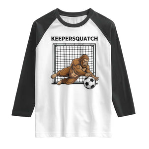 Funny Bigfoot Soccer Goalkeeper Raglan Shirt Keepersquatch TS12 White Black Print Your Wear