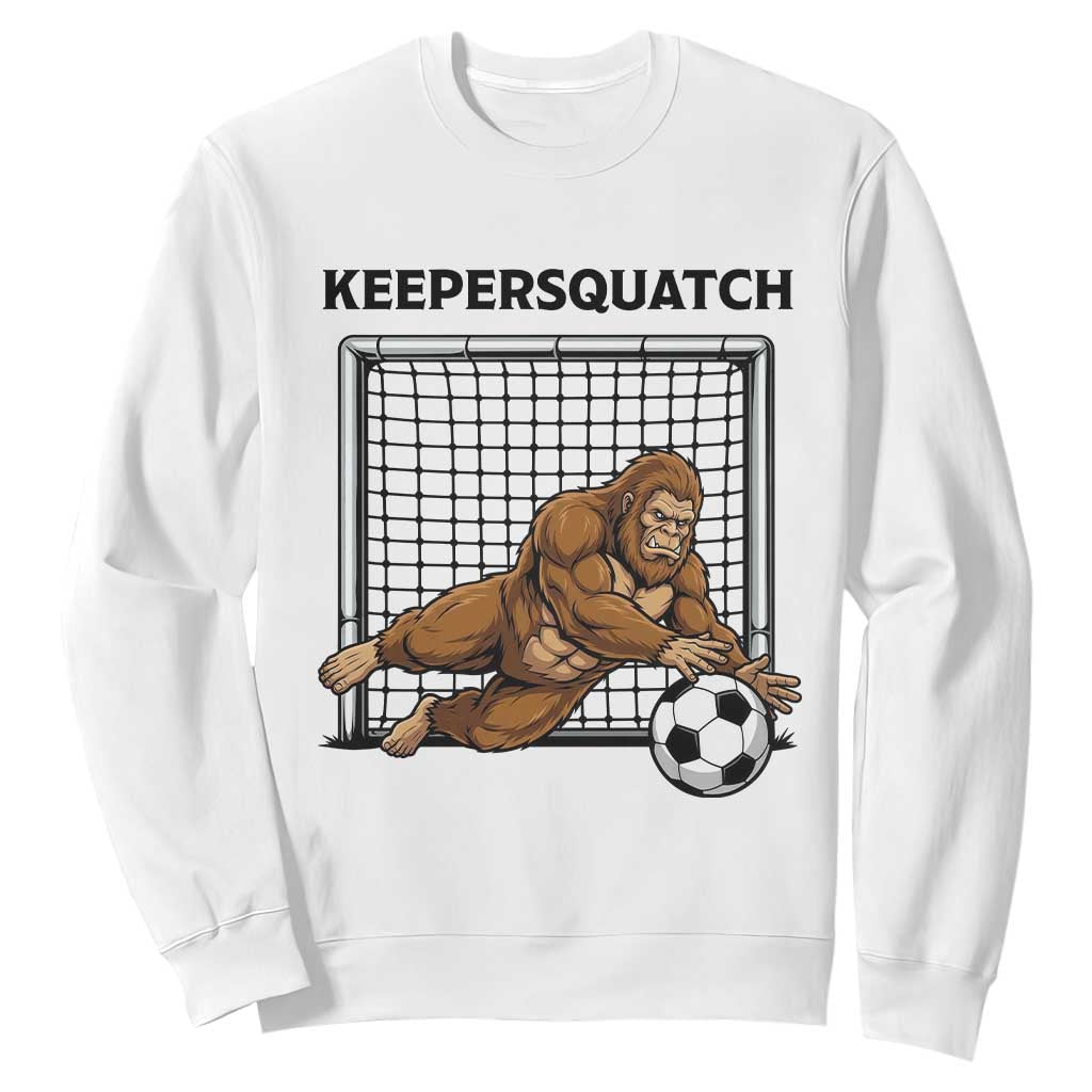 Funny Bigfoot Soccer Goalkeeper Sweatshirt Keepersquatch TS12 White Print Your Wear