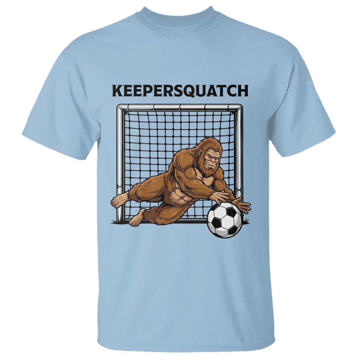 Funny Bigfoot Soccer Goalkeeper T Shirt Keepersquatch TS12 Light Blue Print Your Wear