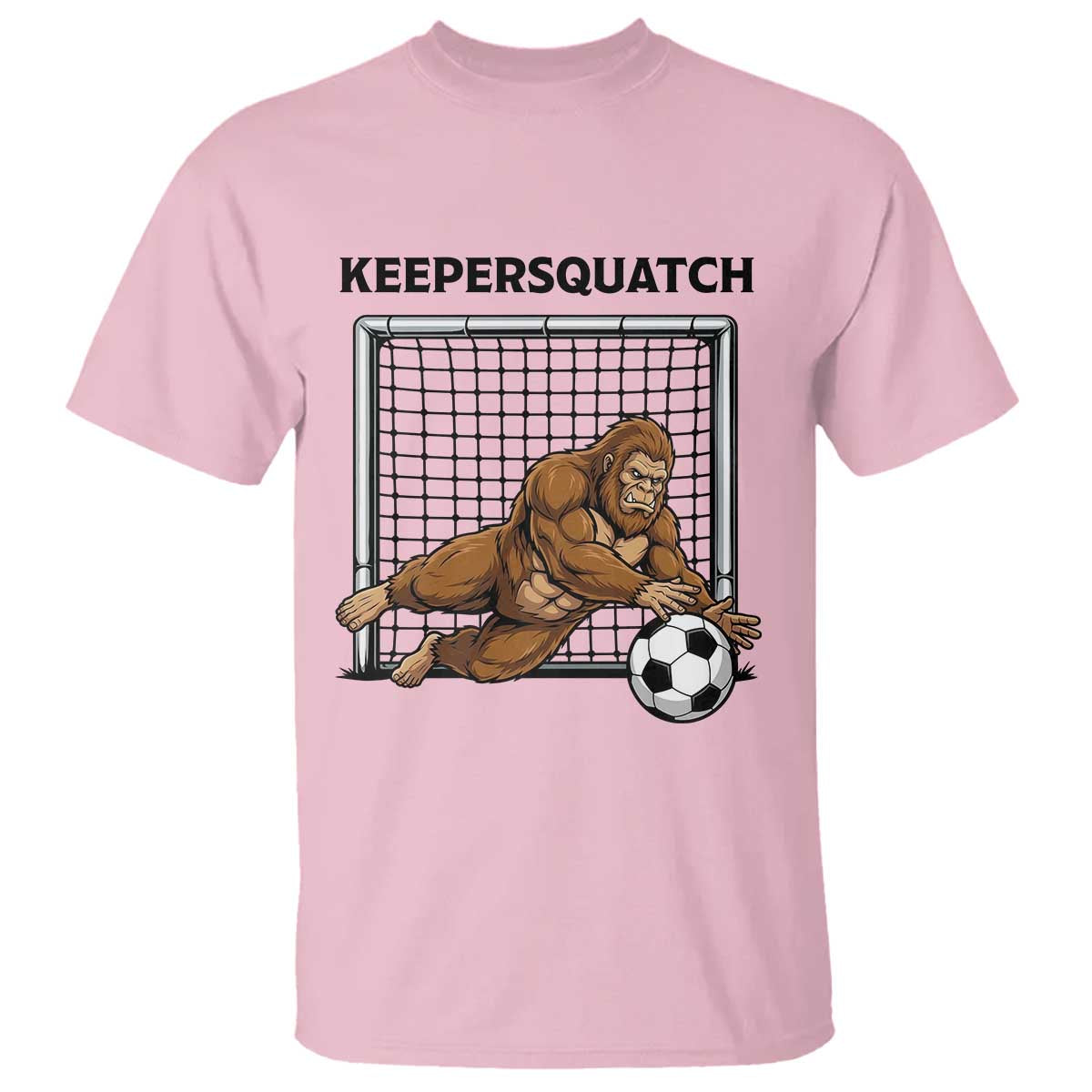 Funny Bigfoot Soccer Goalkeeper T Shirt Keepersquatch TS12 Light Pink Print Your Wear