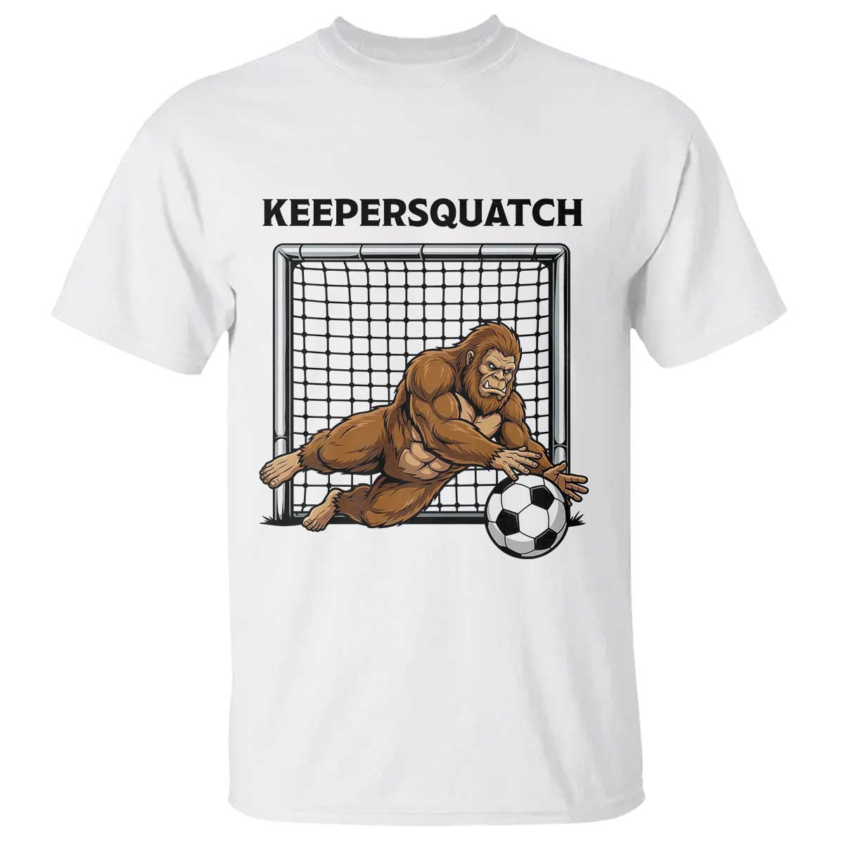 Funny Bigfoot Soccer Goalkeeper T Shirt Keepersquatch TS12 White Print Your Wear