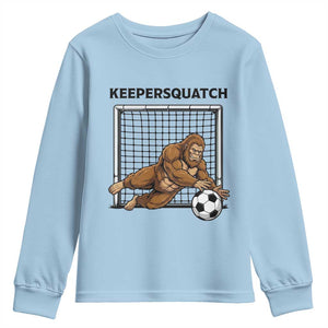 Funny Bigfoot Soccer Goalkeeper Youth Sweatshirt Keepersquatch TS12 Light Blue Print Your Wear