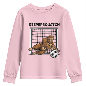 Funny Bigfoot Soccer Goalkeeper Youth Sweatshirt Keepersquatch TS12 Light Pink Print Your Wear