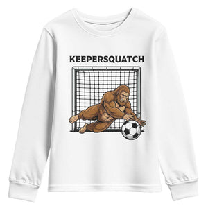 Funny Bigfoot Soccer Goalkeeper Youth Sweatshirt Keepersquatch TS12 White Print Your Wear